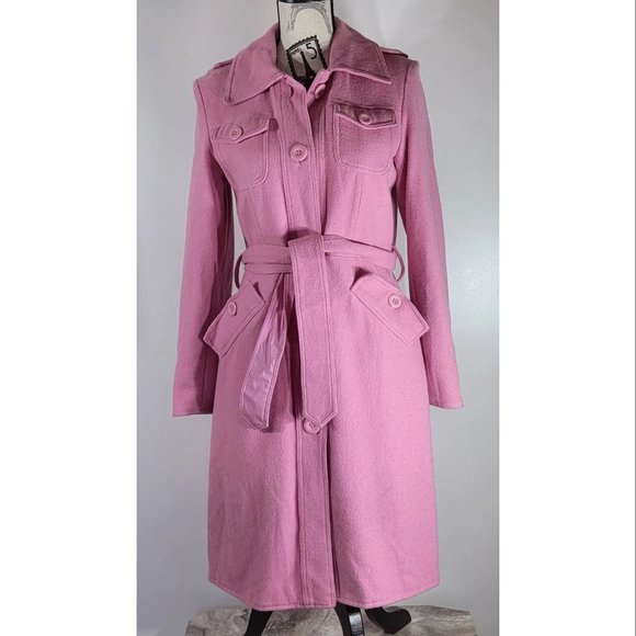 Atmosphere Pink Felt Trench Coat, Reversible, Women's Size 0-2 NWOT - Picture 2 of 8